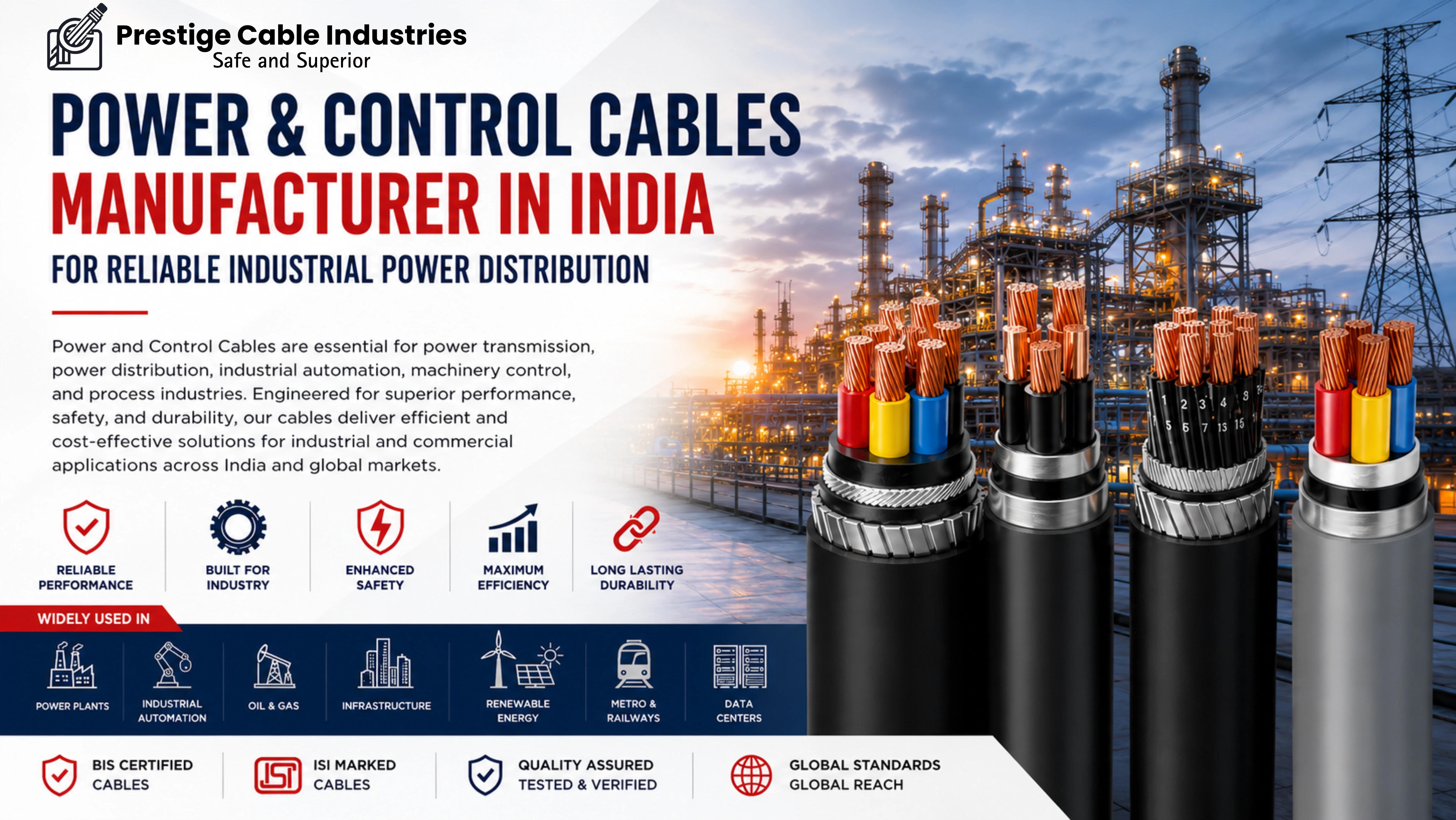 Power and Control Cable Manufacturer in Delhi, India | Prestige Cable Industries